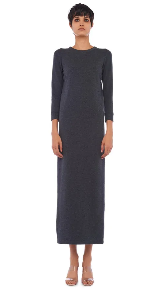 Norma Kamali Dresses 34 SLEEVE TAILORED TERRY GOWN Dark Heather Grey 8211 Clothing