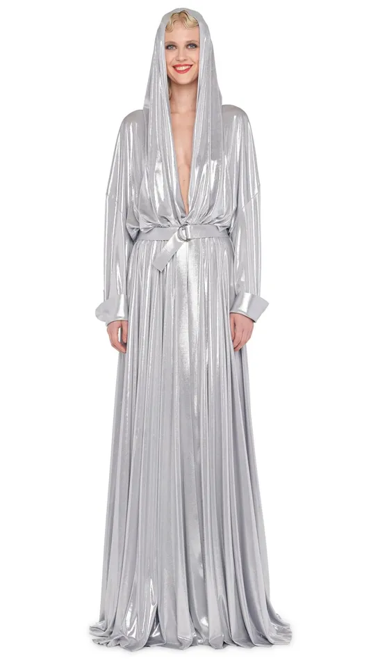 Norma Kamali Dresses HOODED OS BF NK SHIRT GOWN Silver 8211 Clothing