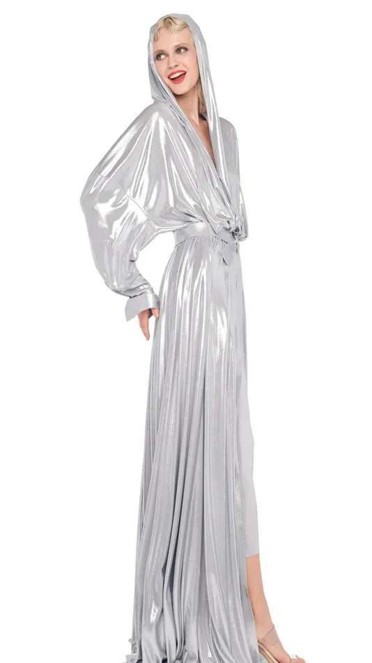 Norma Kamali Dresses HOODED OS BF NK SHIRT GOWN Silver 8211 Clothing