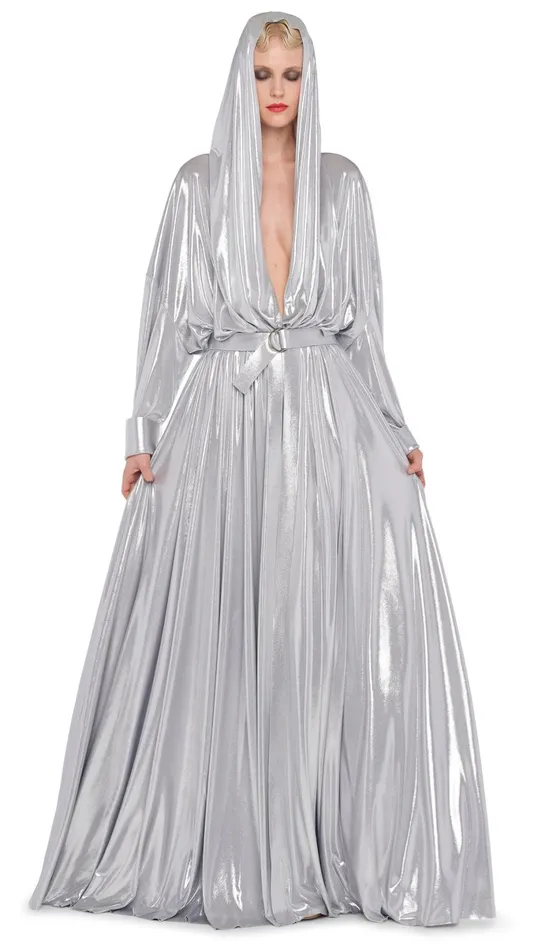 Norma Kamali Dresses HOODED OS BF NK SHIRT GOWN Silver 8211 Clothing