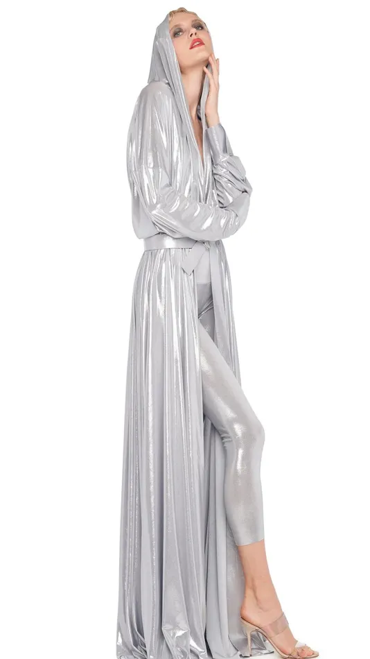 Norma Kamali Dresses HOODED OS BF NK SHIRT GOWN Silver 8211 Clothing