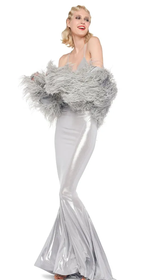 Norma Kamali Dresses LOW BACK SLIP FISHTAIL GOWN Silver 8211 Clothing