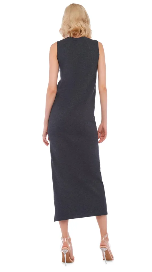Norma Kamali Dresses SLEEVELESS SIDE SLIT GOWN Dark Heather Grey 8211 Clothing Norma Kamali Dresses SLEEVELESS SIDE SLIT GOWN Dark Heather Grey 8211 Clothing