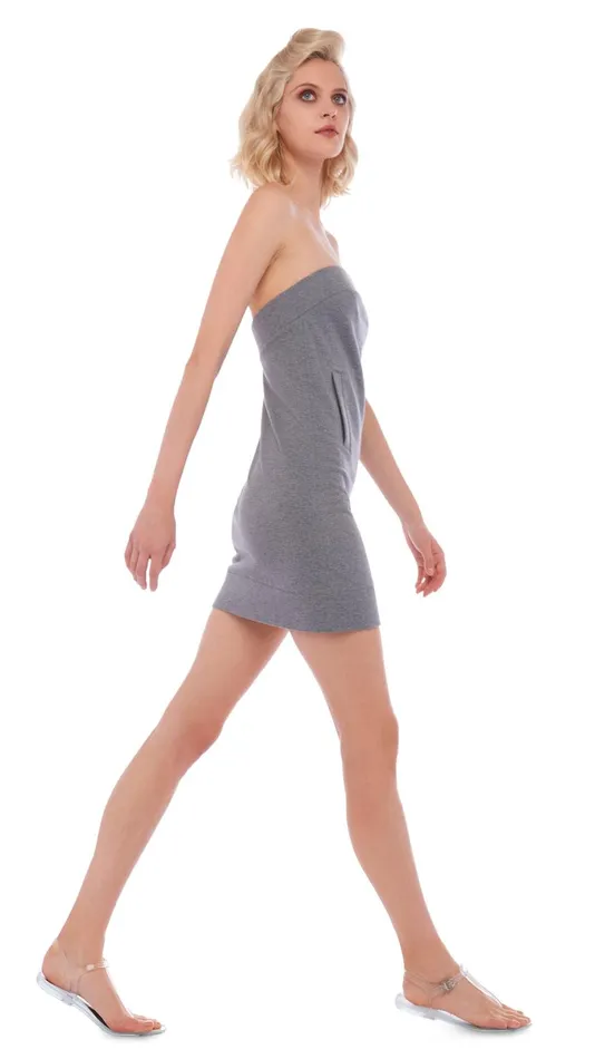Norma Kamali Dresses STRAPLESS TAILORED MINI DRESS Medium Heather Grey 8211 Clothing Norma Kamali Dresses STRAPLESS TAILORED MINI DRESS Medium Heather Grey 8211 Clothing