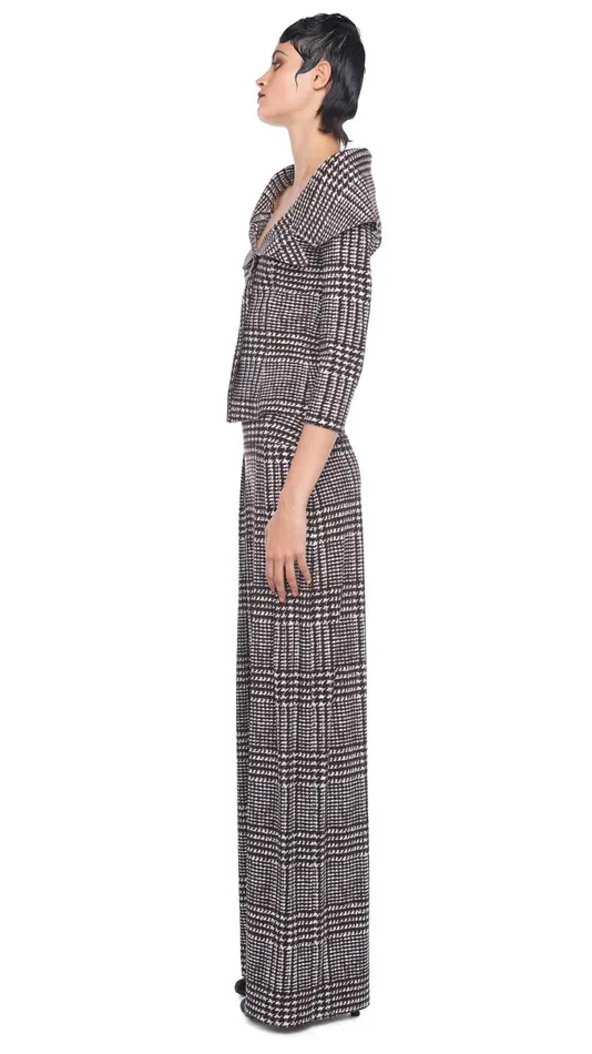 Norma Kamali Tops OFF SHOULDER SB JACKET Chocolate Glenn Plaid Tweed 8211 Clothing Norma Kamali Tops OFF SHOULDER SB JACKET Chocolate Glenn Plaid Tweed 8211 Clothing
