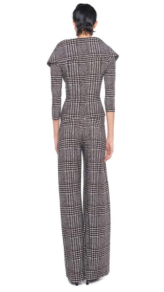 Norma Kamali Tops OFF SHOULDER SB JACKET Chocolate Glenn Plaid Tweed 8211 Clothing Norma Kamali Tops OFF SHOULDER SB JACKET Chocolate Glenn Plaid Tweed 8211 Clothing