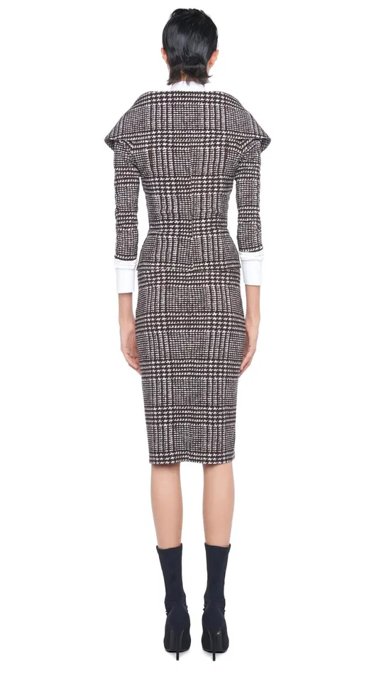 Norma Kamali Tops OFF SHOULDER SB JACKET Chocolate Glenn Plaid Tweed 8211 Clothing Norma Kamali Tops OFF SHOULDER SB JACKET Chocolate Glenn Plaid Tweed 8211 Clothing