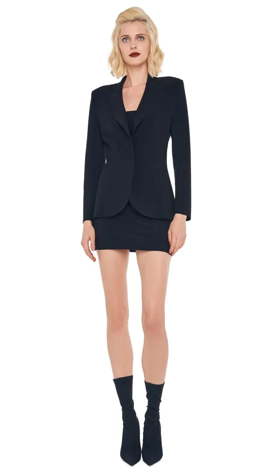 Norma Kamali Wardrobe STRAPLESS PICKLEBALL MINI DRESS With CLASSIC SINGLE BREASTED JACKET 8211 Clothing