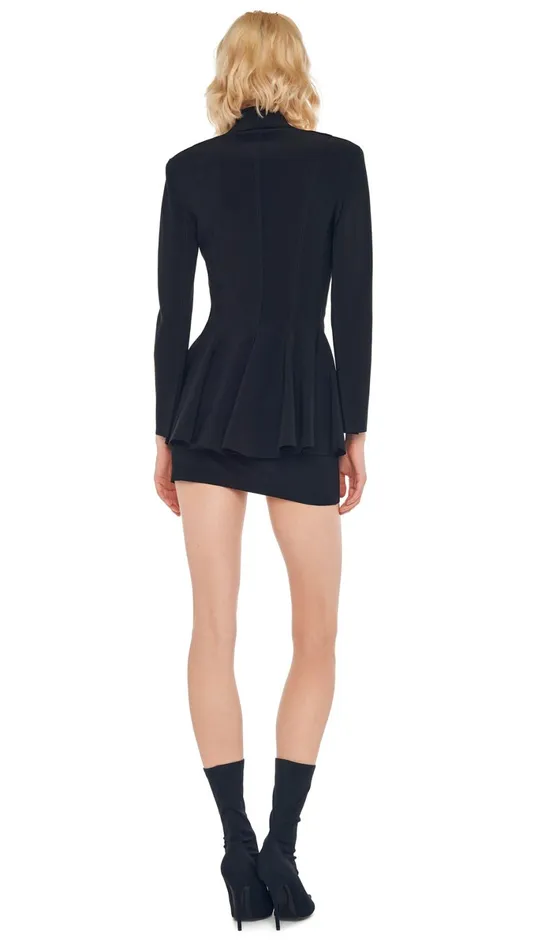 Norma Kamali Wardrobe STRAPLESS PICKLEBALL MINI DRESS With SINGLE BREASTED PEPLUM JACKET 8211 Clothing Norma Kamali Wardrobe STRAPLESS PICKLEBALL MINI DRESS With SINGLE BREASTED PEPLUM JACKET 8211 Clothing