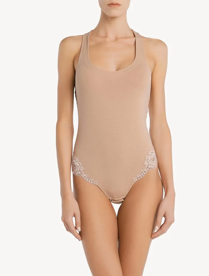 Nude Cotton Bodysuit Lingerie La Perla Bodysuits and Bustiers