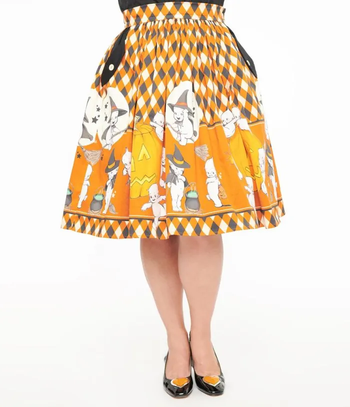Oblong Box Shop Kewpie Vintage Witch Swing Skirt ClothingHalloweenPlus Unique Vintage Skirts