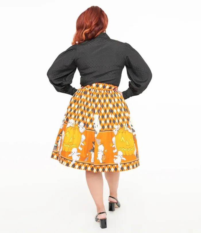 Oblong Box Shop Kewpie Vintage Witch Swing Skirt ClothingHalloweenPlus Unique Vintage Skirts
