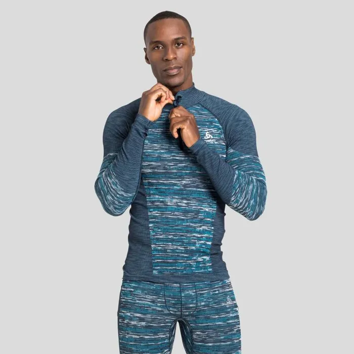 Odlo Base Layers The Blackcomb Long Sleeve HalfZip Dark Sapphire 8211 Space Dye 8211 Men Odlo Base Layers The Blackcomb Long Sleeve HalfZip Dark Sapphire 8211 Space Dye 8211 Men