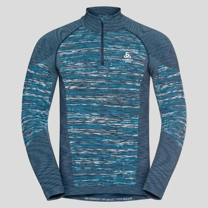 Odlo Base Layers The Blackcomb Long Sleeve HalfZip Dark Sapphire 8211 Space Dye 8211 Men