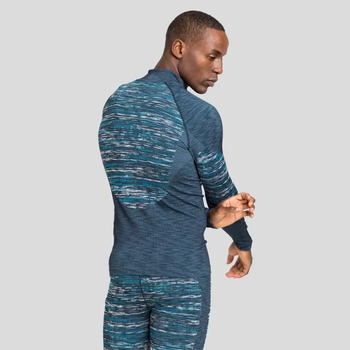 Odlo Base Layers The Blackcomb Long Sleeve HalfZip Dark Sapphire 8211 Space Dye 8211 Men