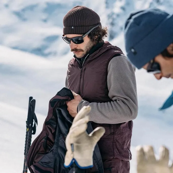 Odlo Jackets and Vests The Hyper Contrast Ascent Wool Insulated Hybrid Vest Fudge 8211 Men