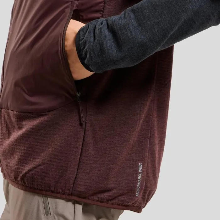 Odlo Jackets and Vests The Hyper Contrast Ascent Wool Insulated Hybrid Vest Fudge 8211 Men