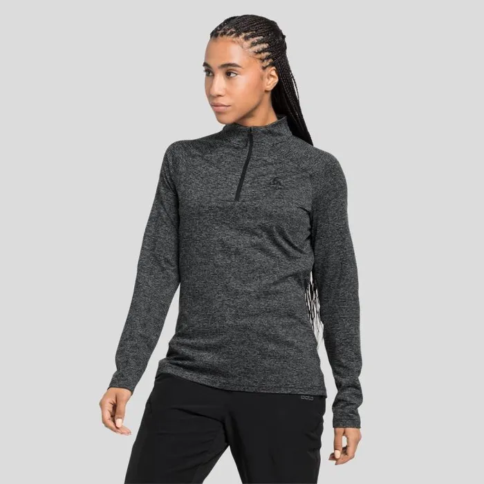 Odlo Mid Layers and Longsleeves The Sesvenna HalfZip Mid Layer Black Melange 8211 Women