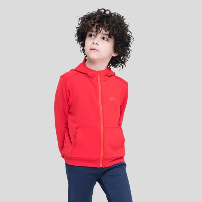 Odlo Mid Layers and Longsleeves The Weact 039 Collection Full Zip Hoody Formula One 8211 Mandarin Red 8211 Kids