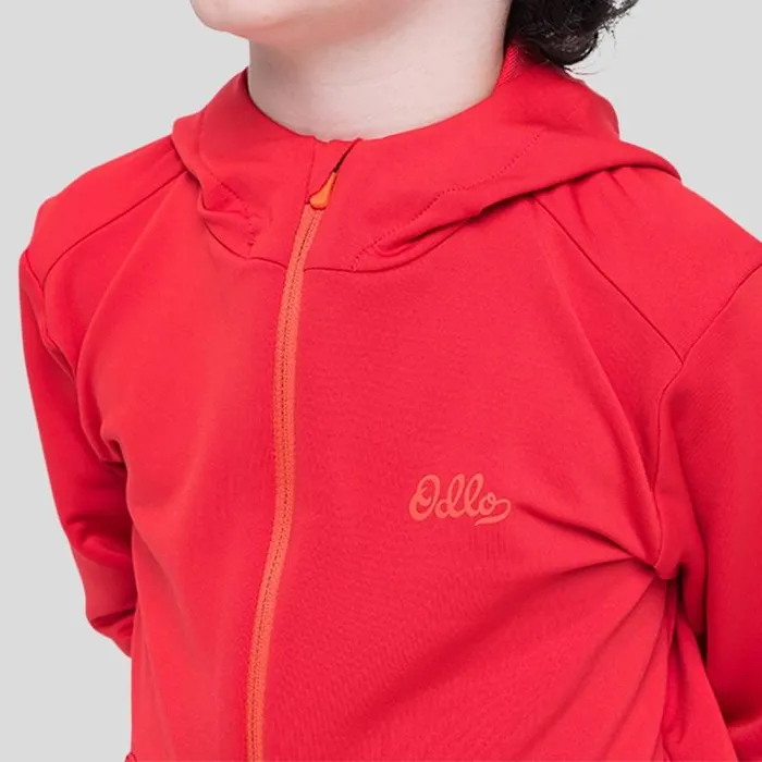 Odlo Mid Layers and Longsleeves The Weact 039 Collection Full Zip Hoody Formula One 8211 Mandarin Red 8211 Kids