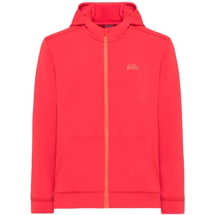 Odlo Mid Layers and Longsleeves The Weact 039 Collection Full Zip Hoody Formula One 8211 Mandarin Red 8211 Kids