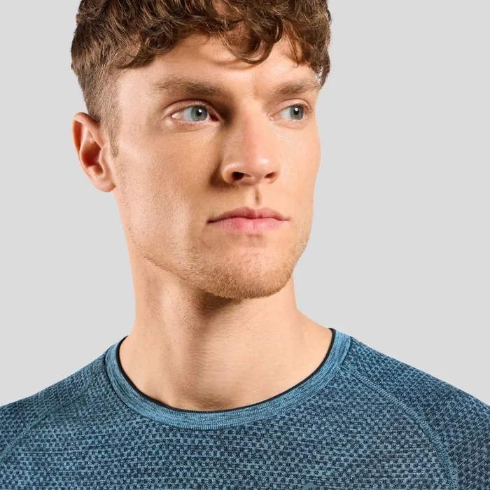 Odlo Tshirts and Polos The Essentials Seamless Running TShirt Dark Sapphire Melange 8211 Men