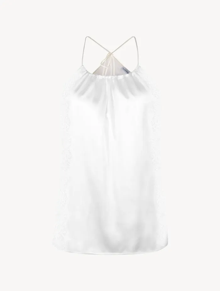 Offwhite Silk Halterneck Camisole With Leavers Lace Trim Sleepwear La Perla Camisoles
