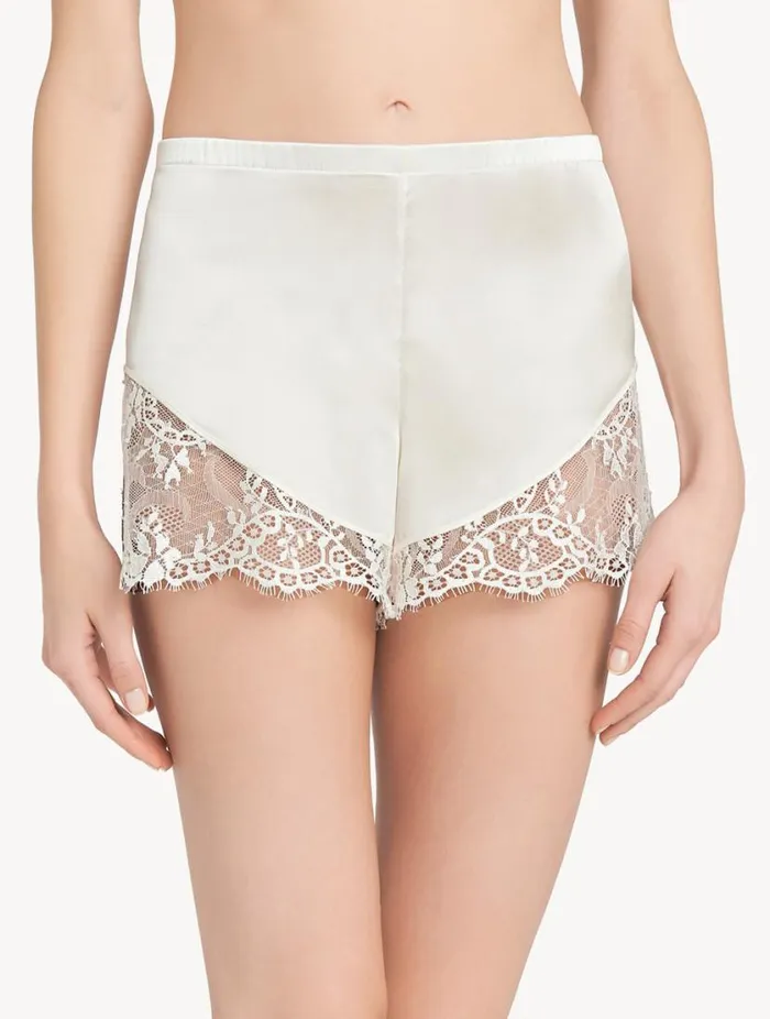 Offwhite Silk Halterneck Camisole With Leavers Lace Trim Sleepwear La Perla Camisoles