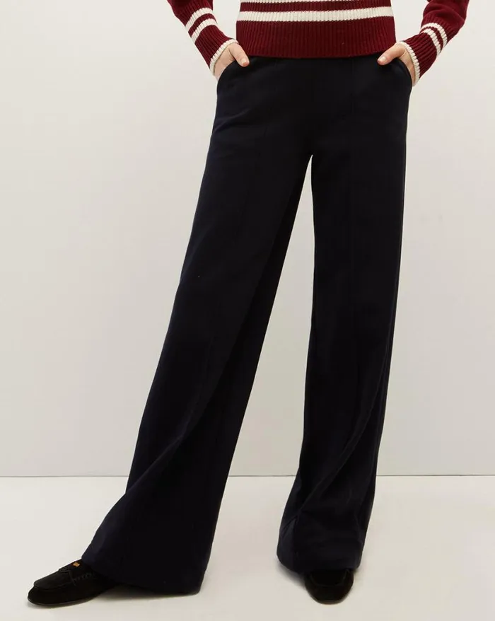 Pants Shop Veronica Beard Dover WideLeg Sweatpant Navy