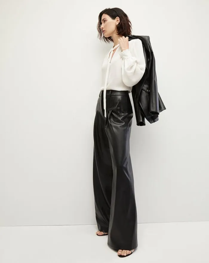 Pants Shop Veronica Beard Rennert Vegan Leather Pant Black