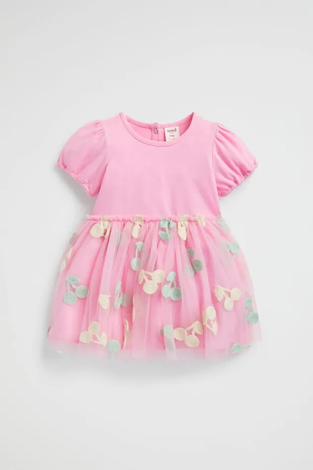 Party BabyGirl Seed Heritage Multi Cherry Splice Dress Candy Pink
