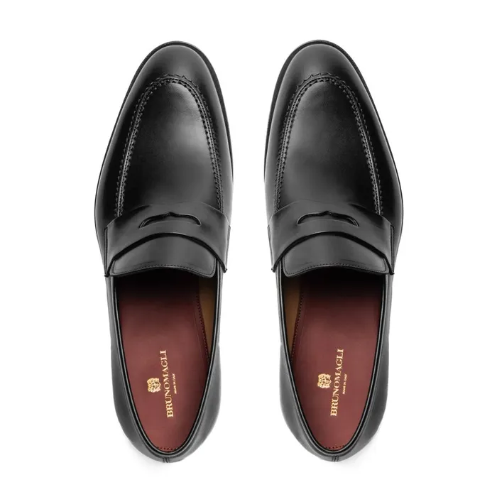 Payton Burnished Penny LoaferBlack Men Bruno Magli Loafers and Slipons