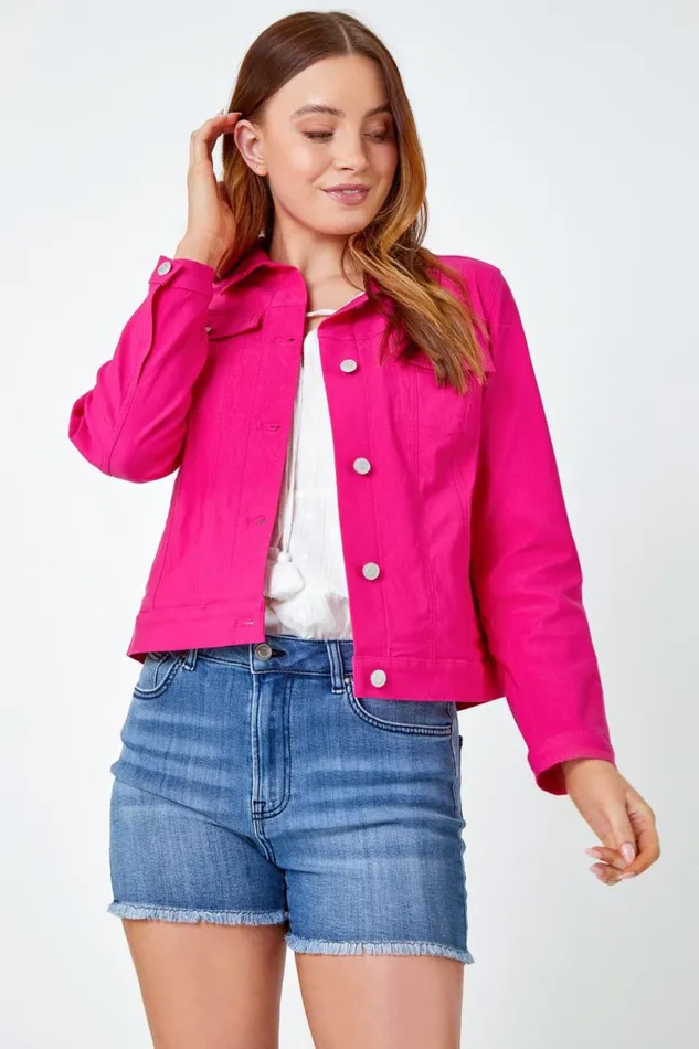 Pink Stretch Pocket Detail Jacket Women Roman Coords