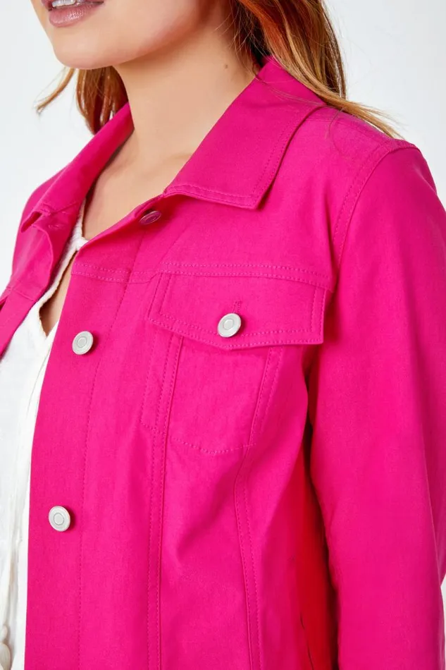 Pink Stretch Pocket Detail Jacket Women Roman Coords