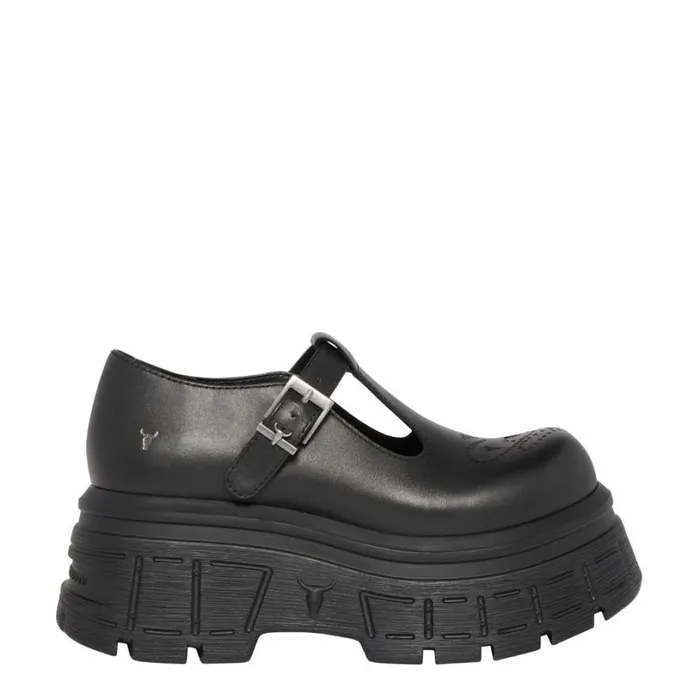 Platforms Women Windsor Smith SOUR BLACK LEATHER PLATFORM SHOES