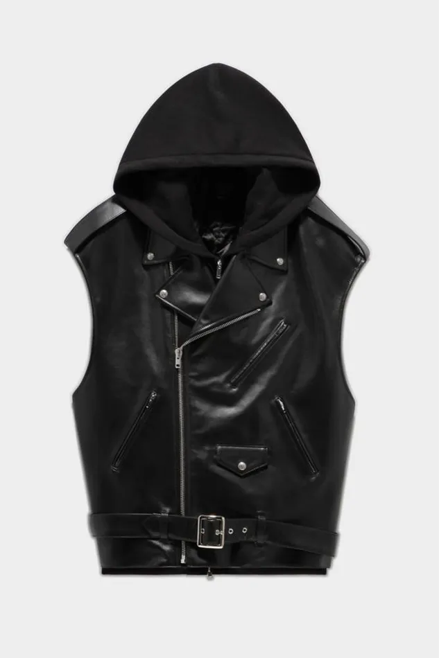 R13 Jackets and Coats Women Oversized Moto Vest With Hood 8211 Black
