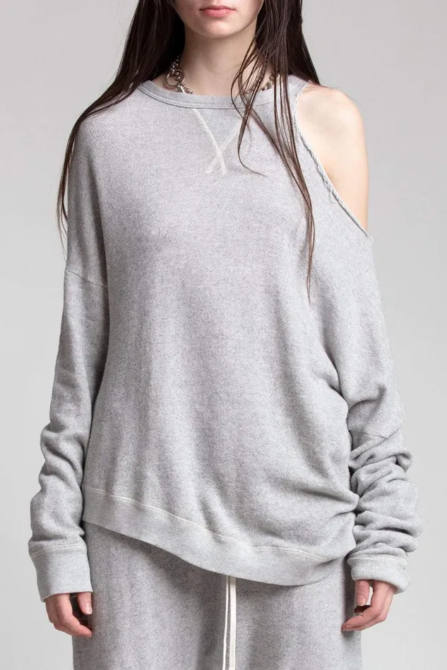 R13 Sweatshirts Women Distorted Sweatshirt 8211 Heather Grey