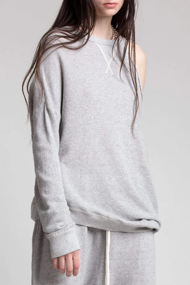 R13 Sweatshirts Women Distorted Sweatshirt 8211 Heather Grey R13 Sweatshirts Women Distorted Sweatshirt 8211 Heather Grey