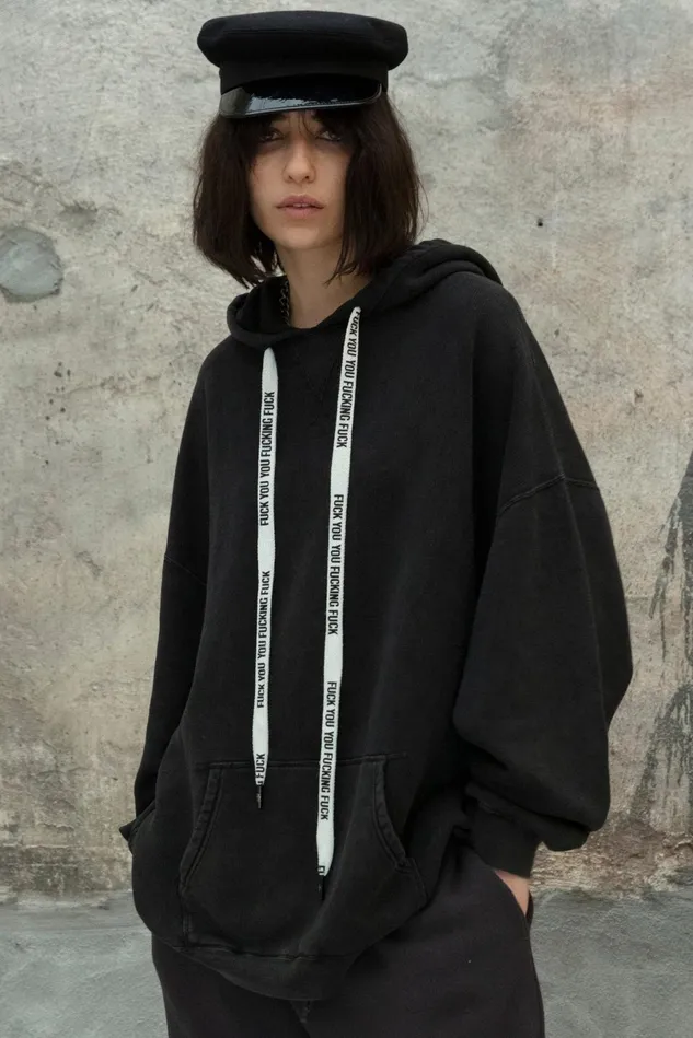 R13 Sweatshirts Women Fyyff Oversized Hoodie 8211 Acid Black