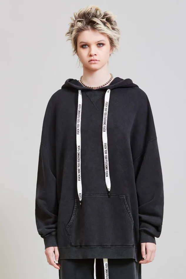 R13 Sweatshirts Women Fyyff Oversized Hoodie 8211 Acid Black