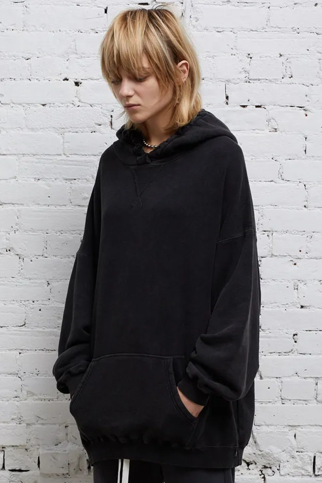 R13 Sweatshirts Women Gathered Oversized Hoodie 8211 Acid Black