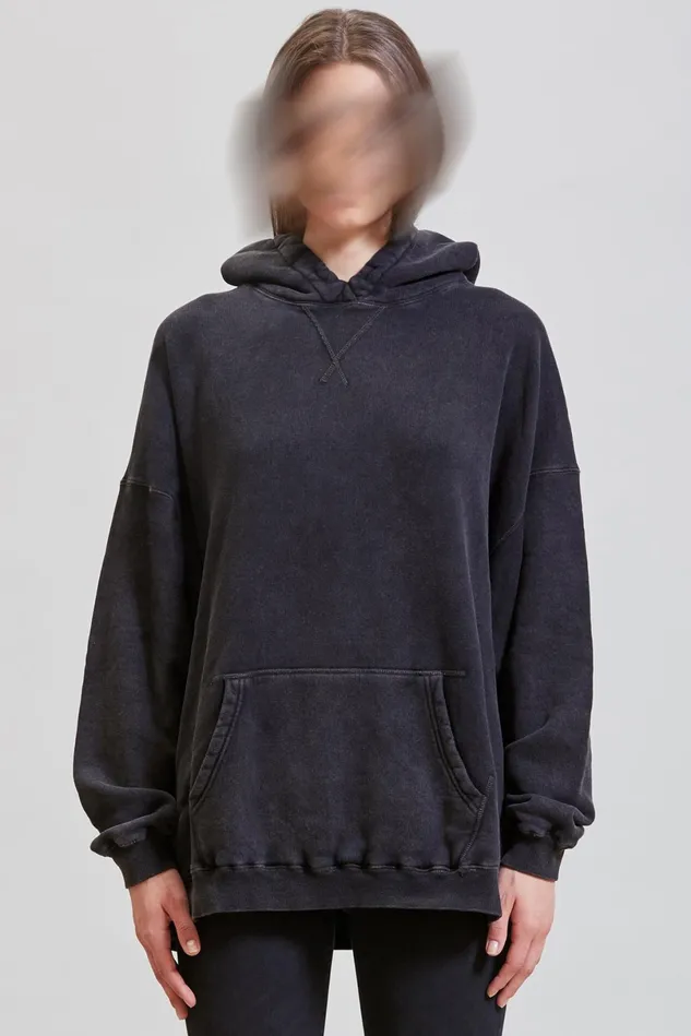 R13 Sweatshirts Women Gathered Oversized Hoodie 8211 Acid Black