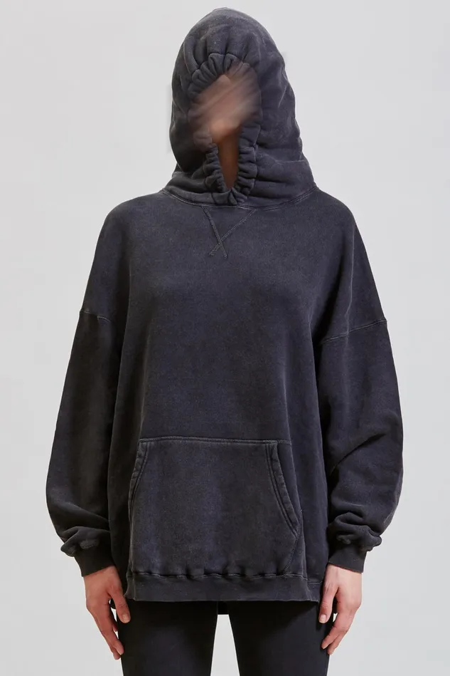 R13 Sweatshirts Women Gathered Oversized Hoodie 8211 Acid Black
