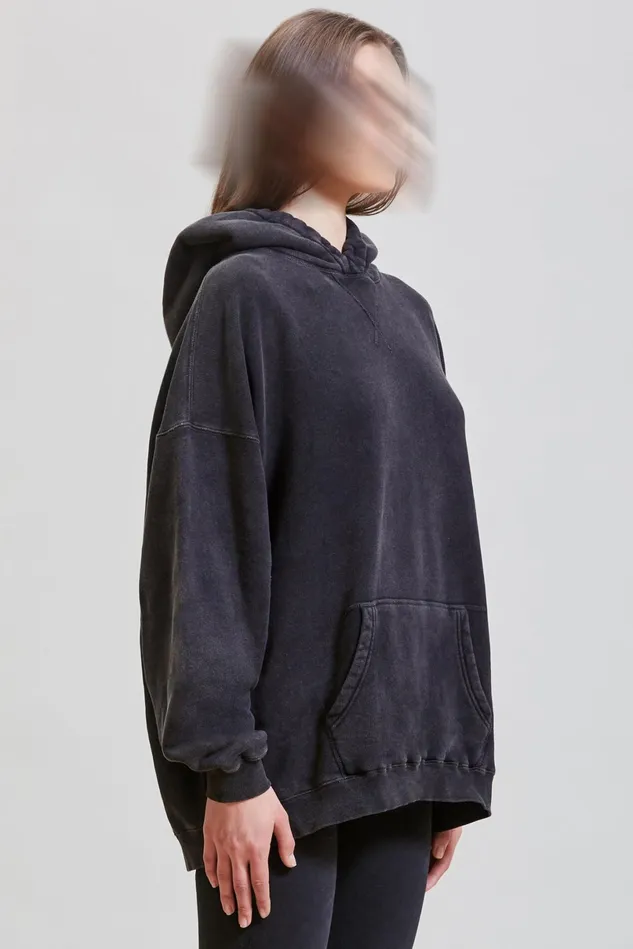 R13 Sweatshirts Women Gathered Oversized Hoodie 8211 Acid Black