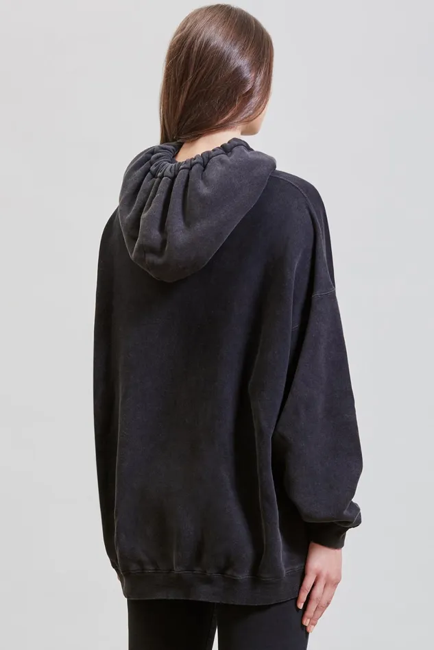 R13 Sweatshirts Women Gathered Oversized Hoodie 8211 Acid Black