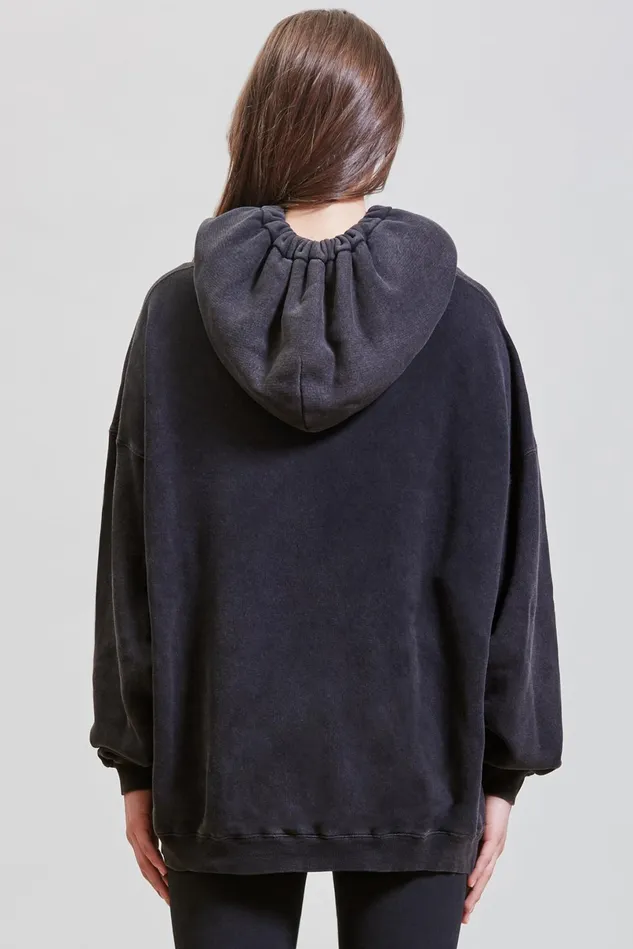 R13 Sweatshirts Women Gathered Oversized Hoodie 8211 Acid Black