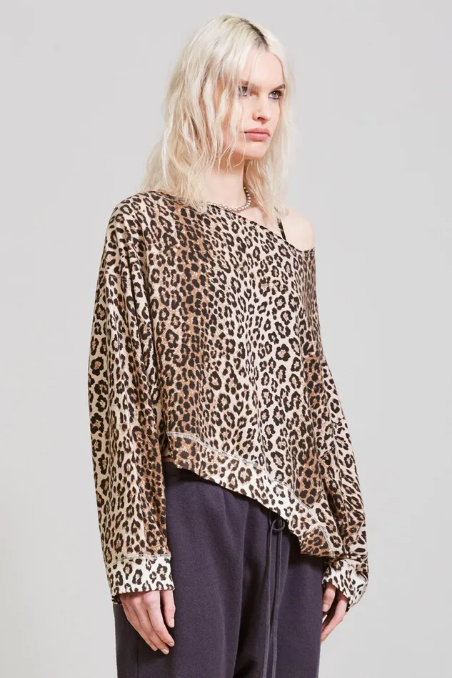 R13 Sweatshirts Women Off Shoulder Patti Sweatshirt 8211 Leopard