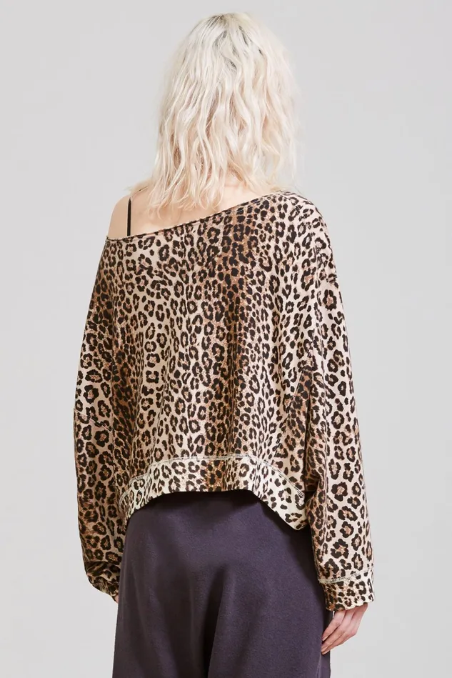 R13 Sweatshirts Women Off Shoulder Patti Sweatshirt 8211 Leopard