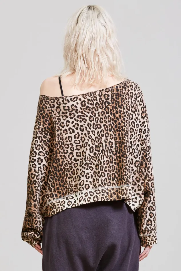 R13 Sweatshirts Women Off Shoulder Patti Sweatshirt 8211 Leopard