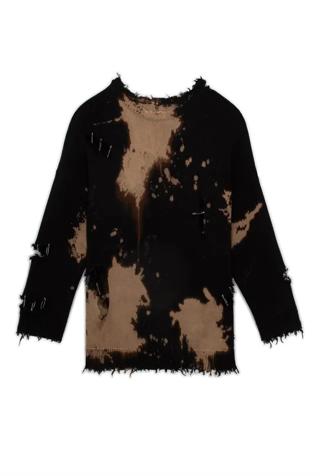 R13 Tops And Knitwear Men Bleached Distressed Crewneck Sweater